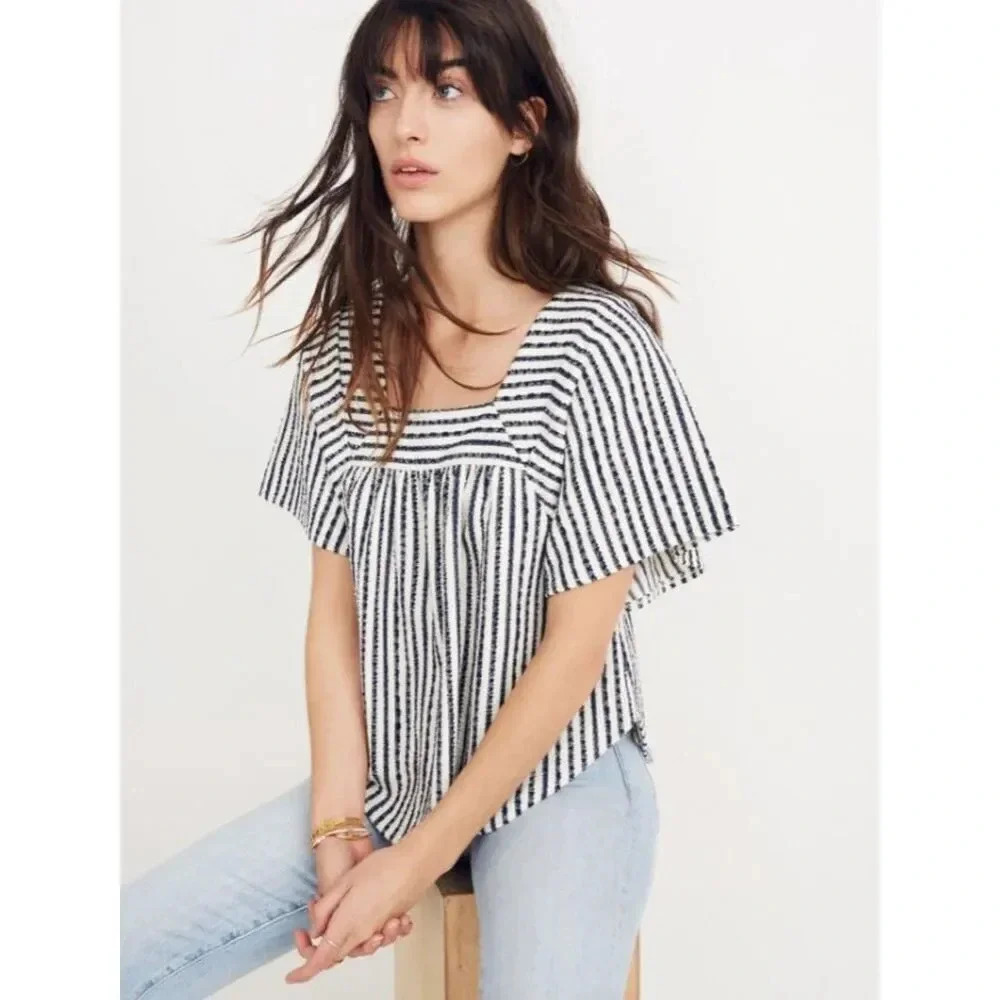 NWOT Madewell Texture & Thread Butterfly Top in Isley Stripe - Picture 3 of 9